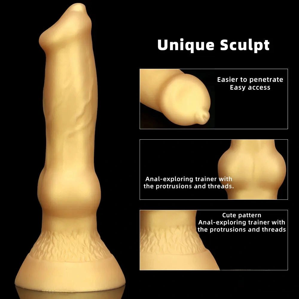 Gold Knotted Dog Dildo 2 Sizes - Small Large Animal Toy