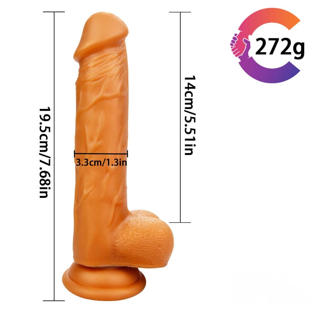 Gold Suction Cup Dildo 7.68 in - Liquid Silicone Toy