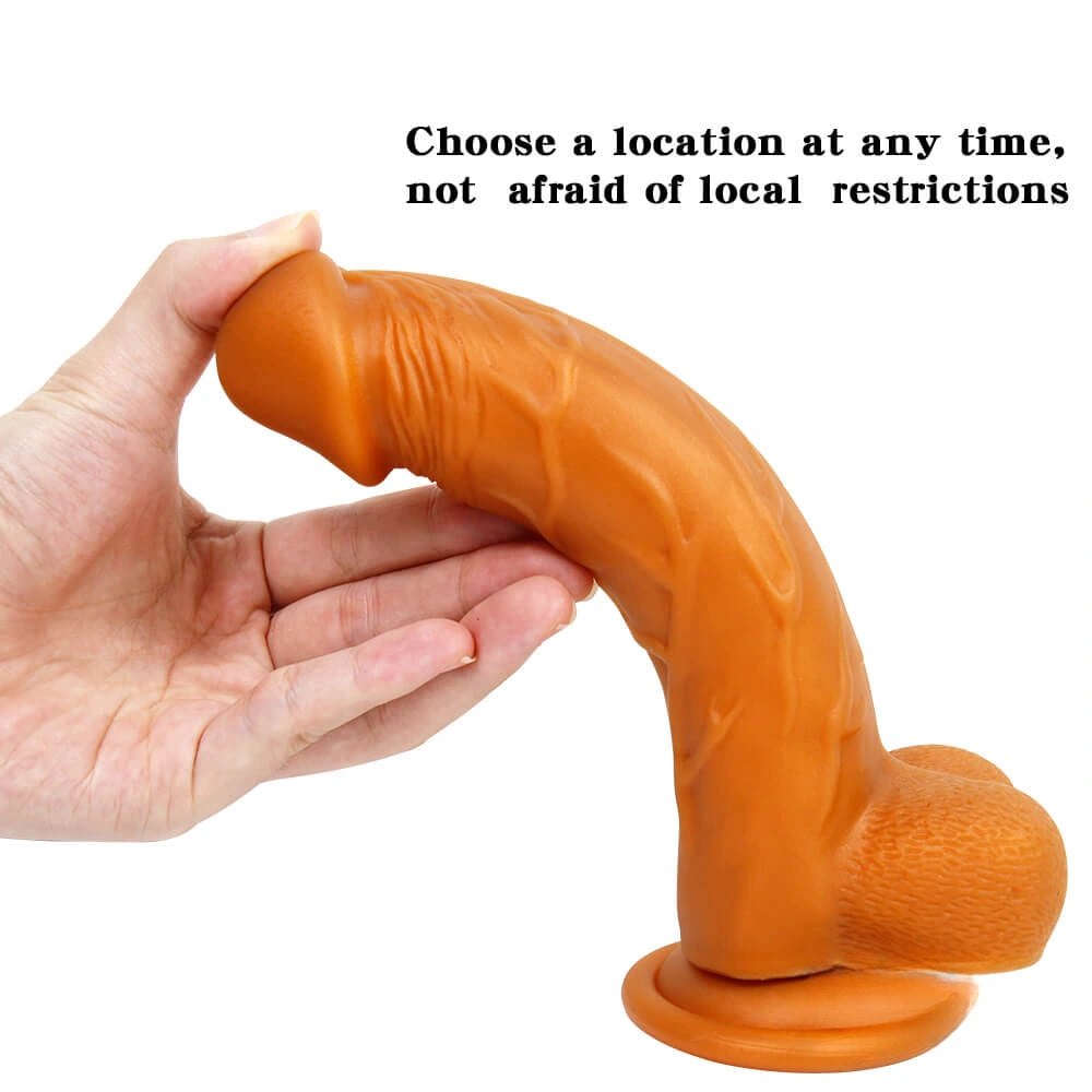 Gold Suction Cup Dildo 7.68 in - Liquid Silicone Toy