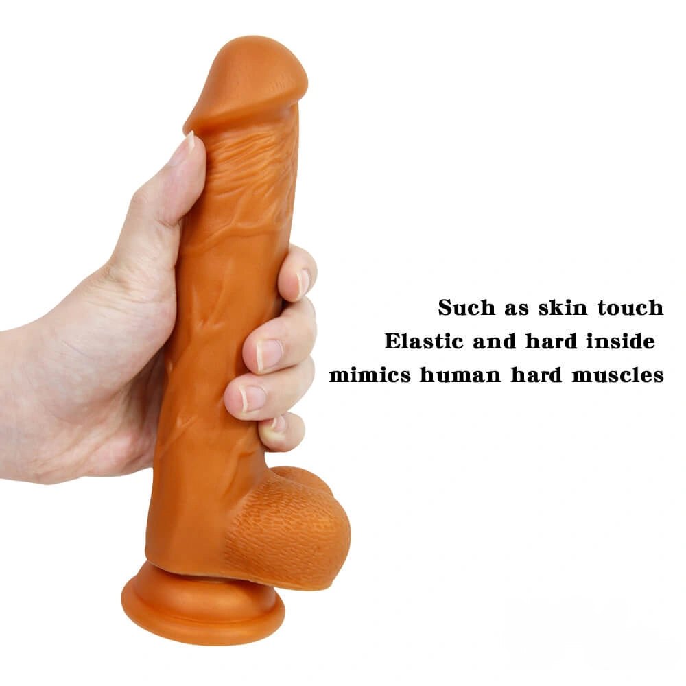 Gold Suction Cup Dildo 7.68 in - Liquid Silicone Toy