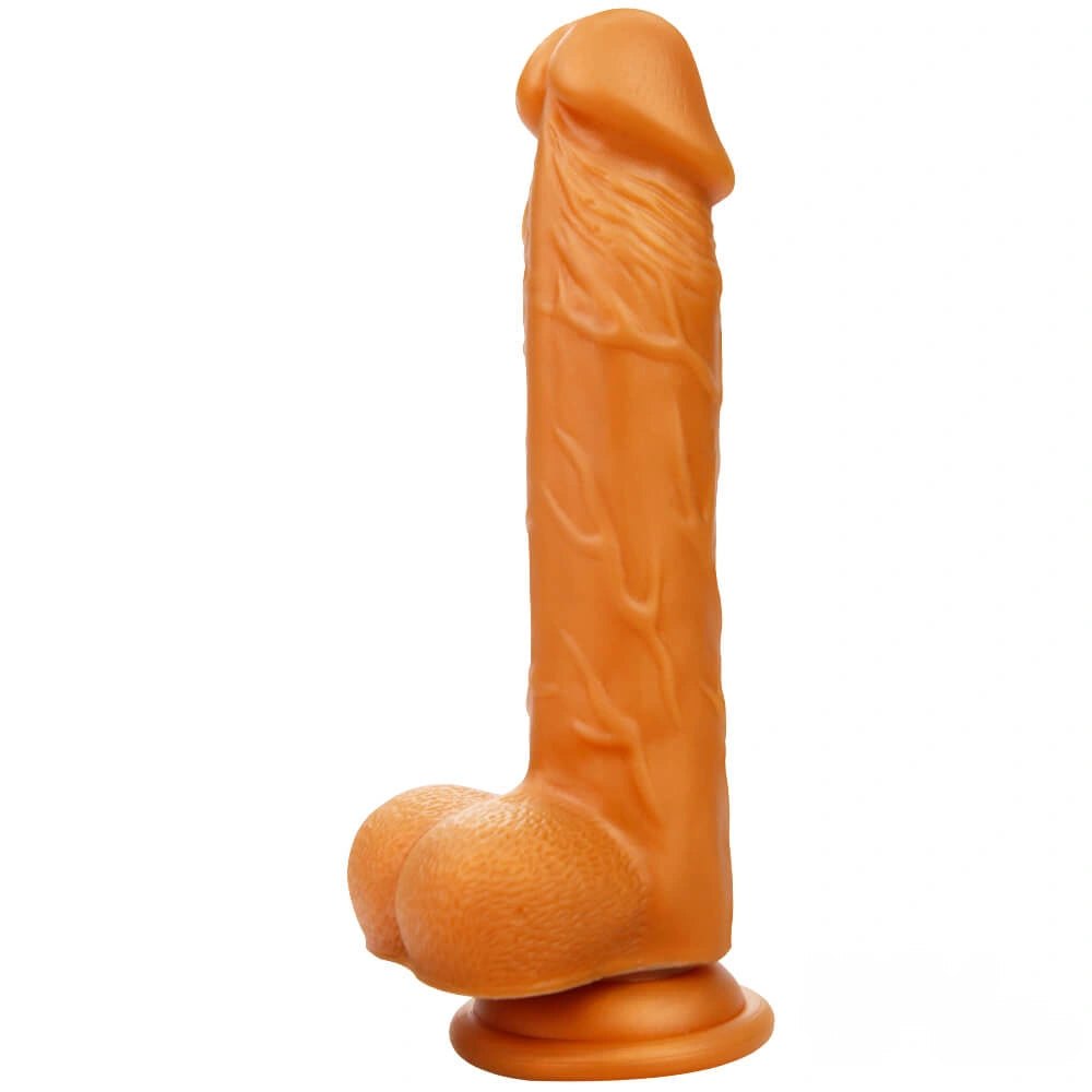 Gold Suction Cup Dildo 7.68 in - Liquid Silicone Toy