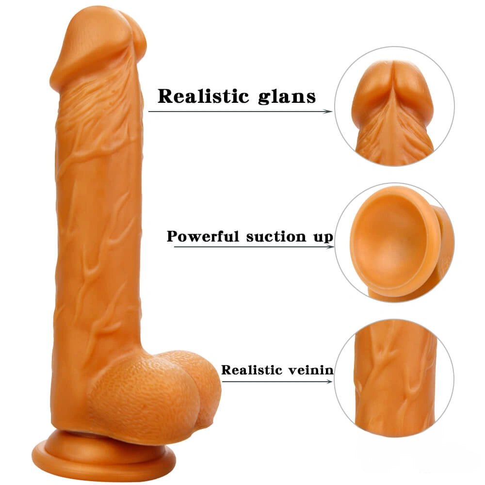 Gold Suction Cup Dildo 7.68 in - Liquid Silicone Toy