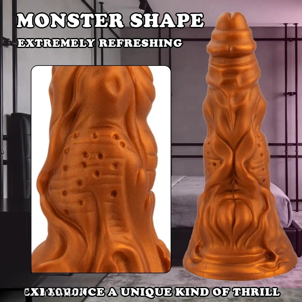 Gold Monster Fantasy Dildo 8.66in - Silicone Anal Play Dildo