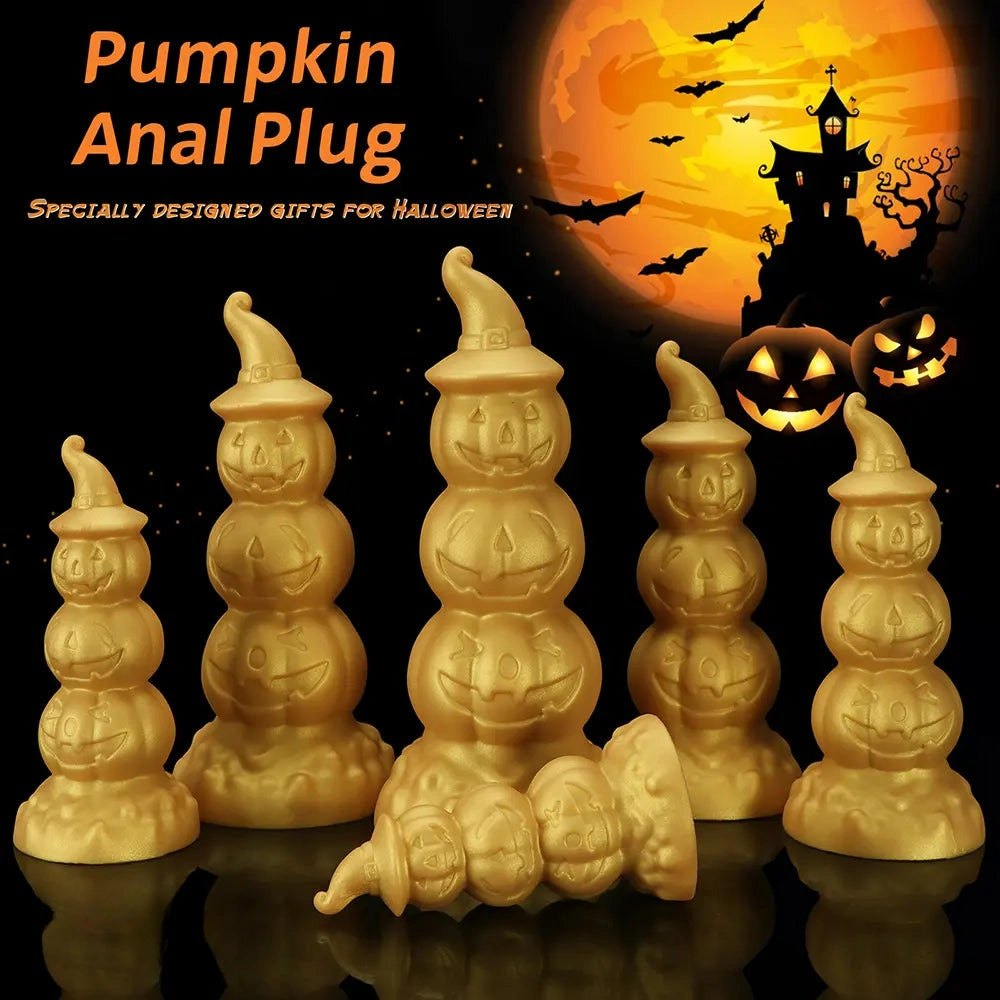 Gold Pumpkin Anal Plug - Novelty Halloween Butt Plug