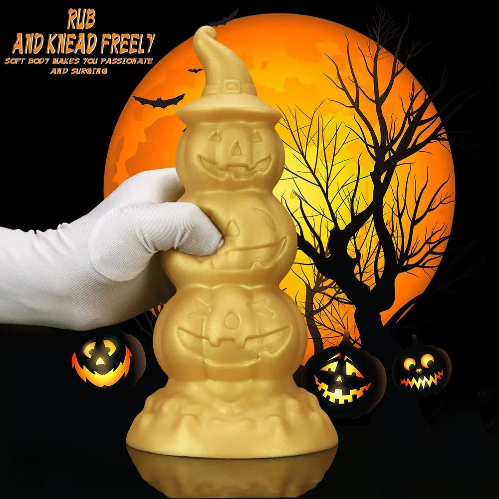 Gold Pumpkin Anal Plug - Novelty Halloween Butt Plug