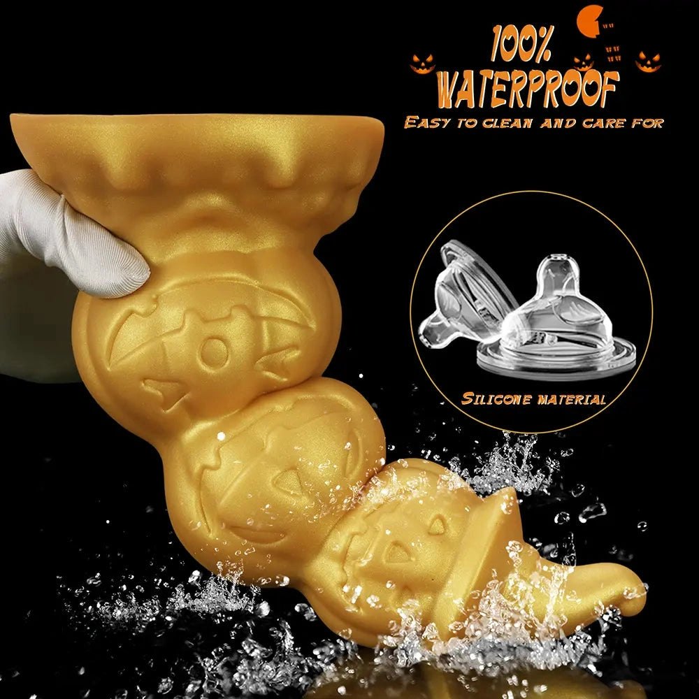 Gold Pumpkin Anal Plug - Novelty Halloween Butt Plug