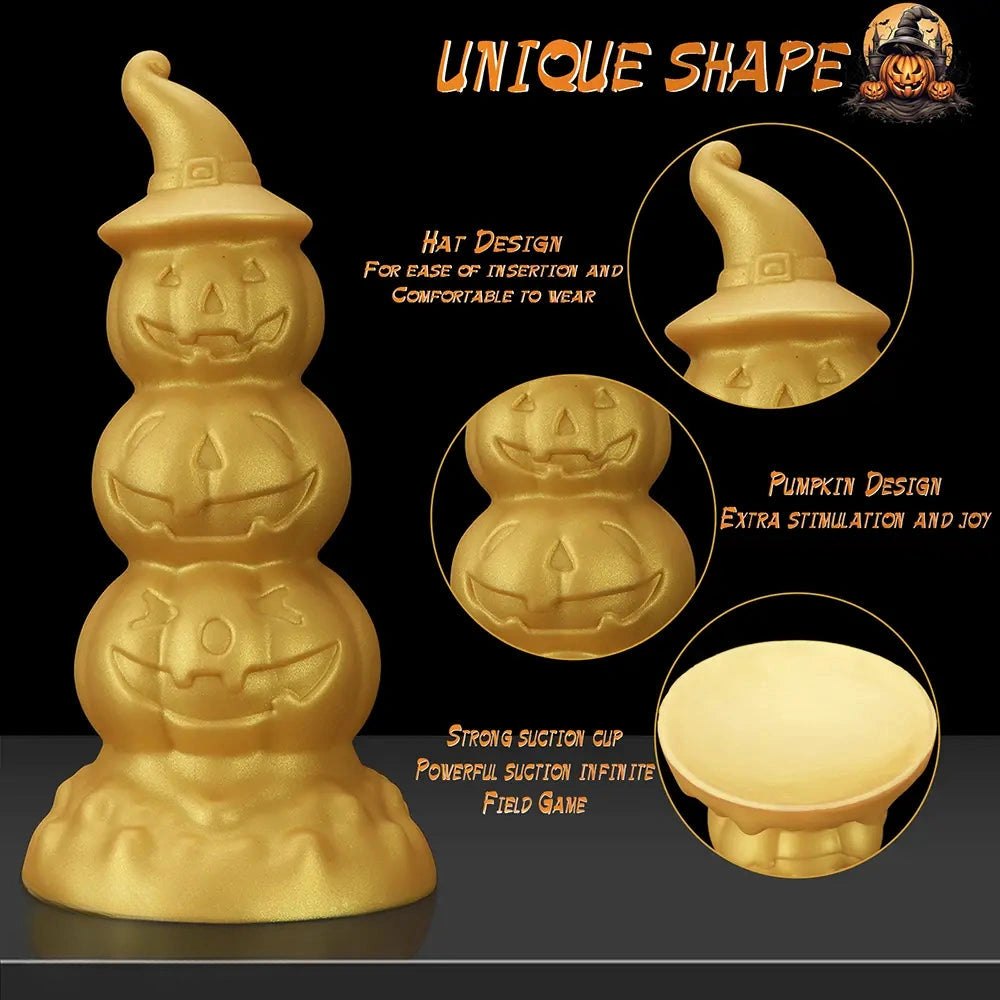 Gold Pumpkin Anal Plug - Novelty Halloween Butt Plug