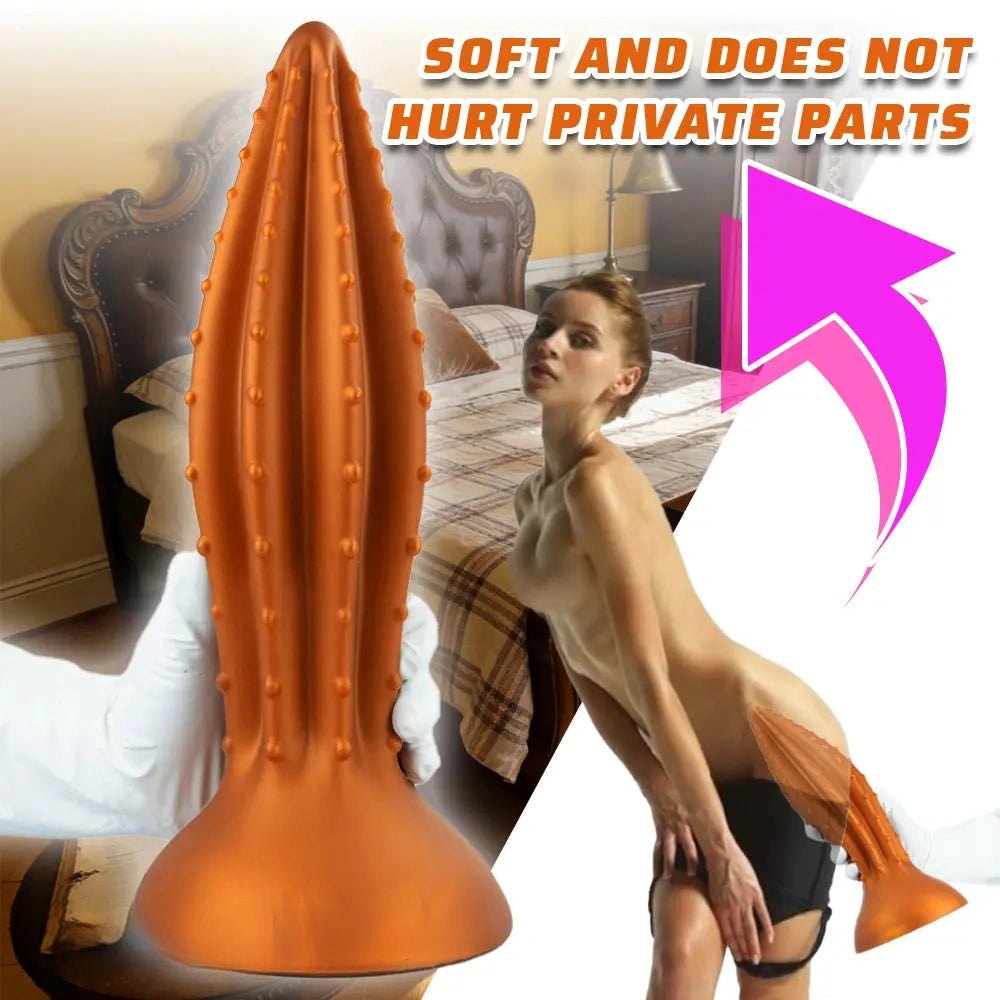 Gold Ribbed Anal Plug, 4 Sizes - Large Anal Plug Dildo