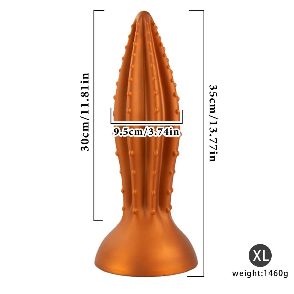 Gold Ribbed Anal Plug, 4 Sizes - Large Anal Plug Dildo
