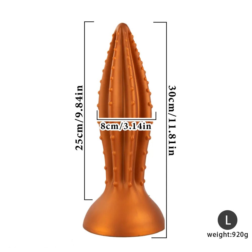 Gold Ribbed Anal Plug, 4 Sizes - Large Anal Plug Dildo