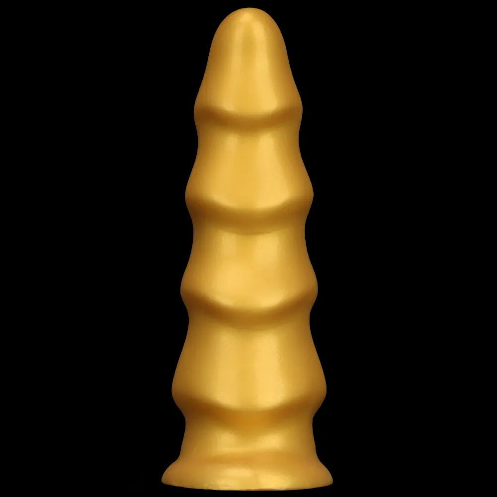 Gold Ribbed G-Spot Dildo - Curved G Spot Dildo