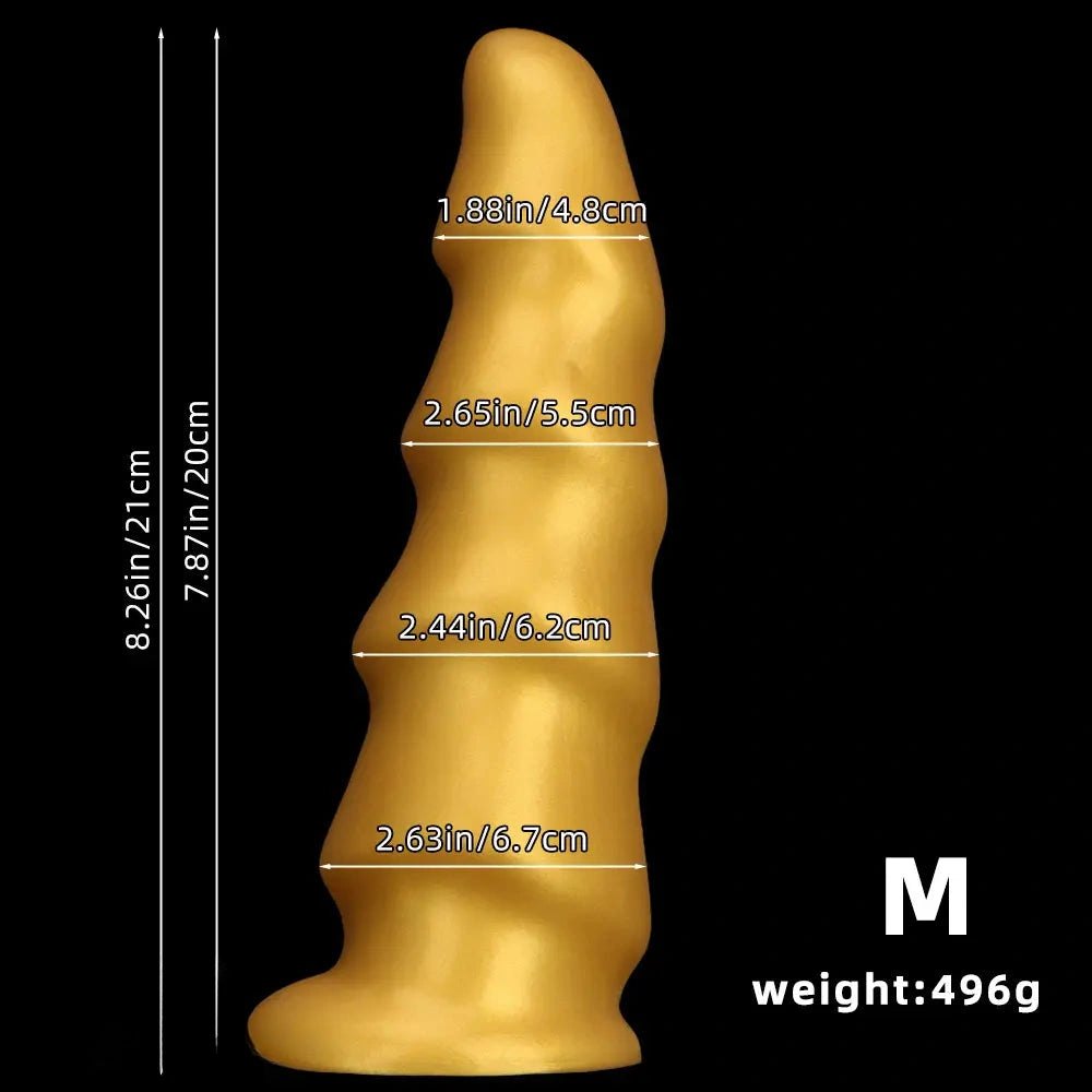 Gold Ribbed G-Spot Dildo - Curved G Spot Dildo
