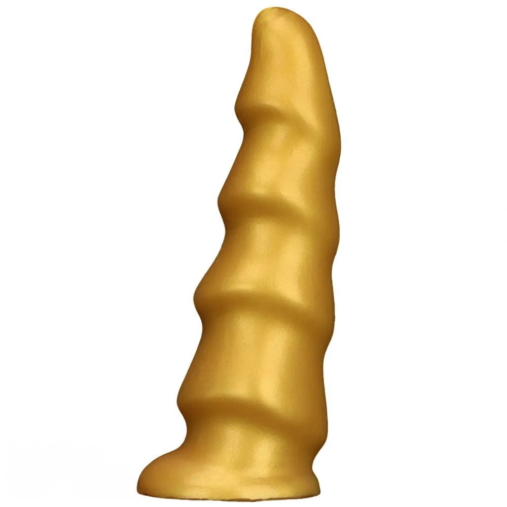 Gold Ribbed G-Spot Dildo - Curved G Spot Dildo