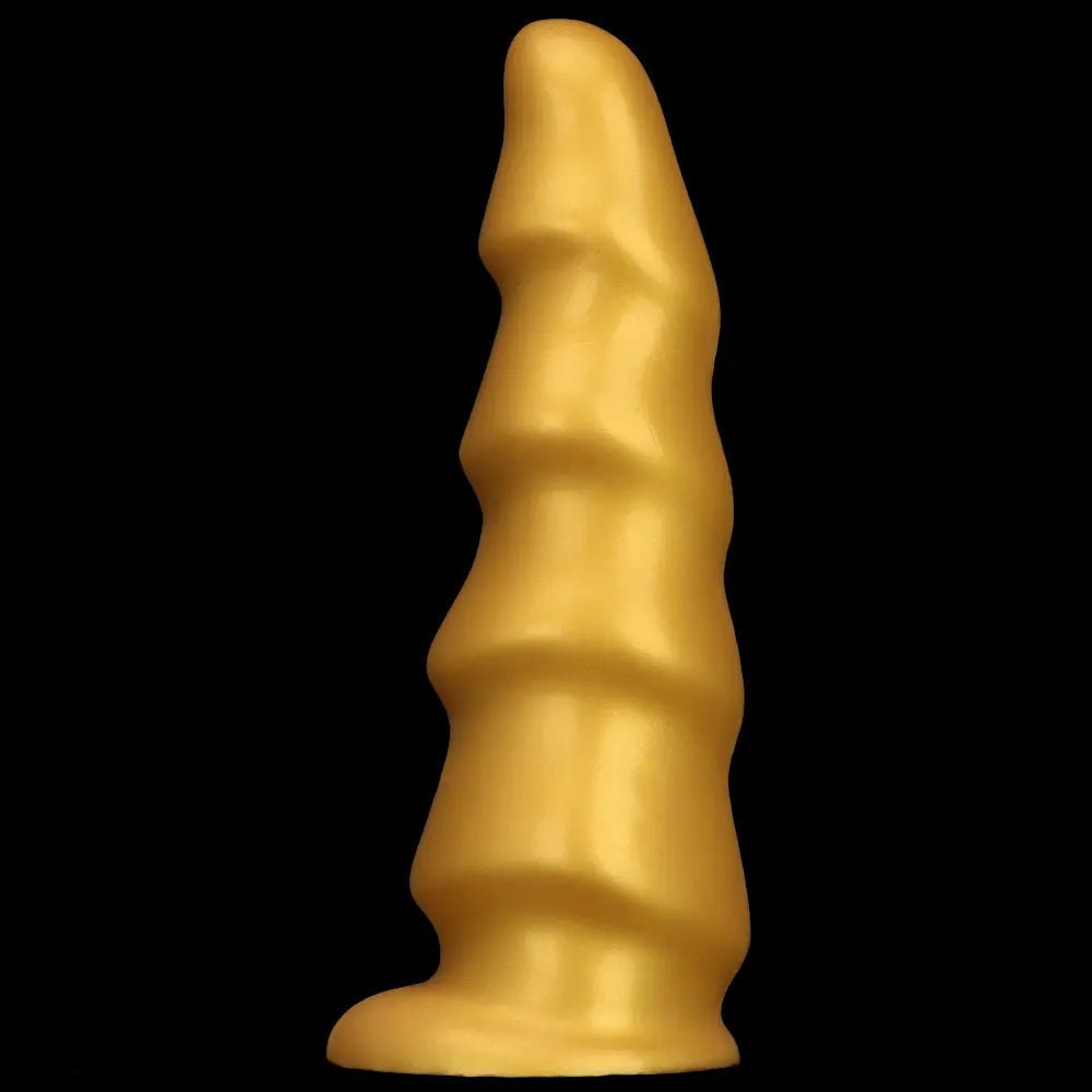Gold Ribbed G-Spot Dildo - Curved G Spot Dildo