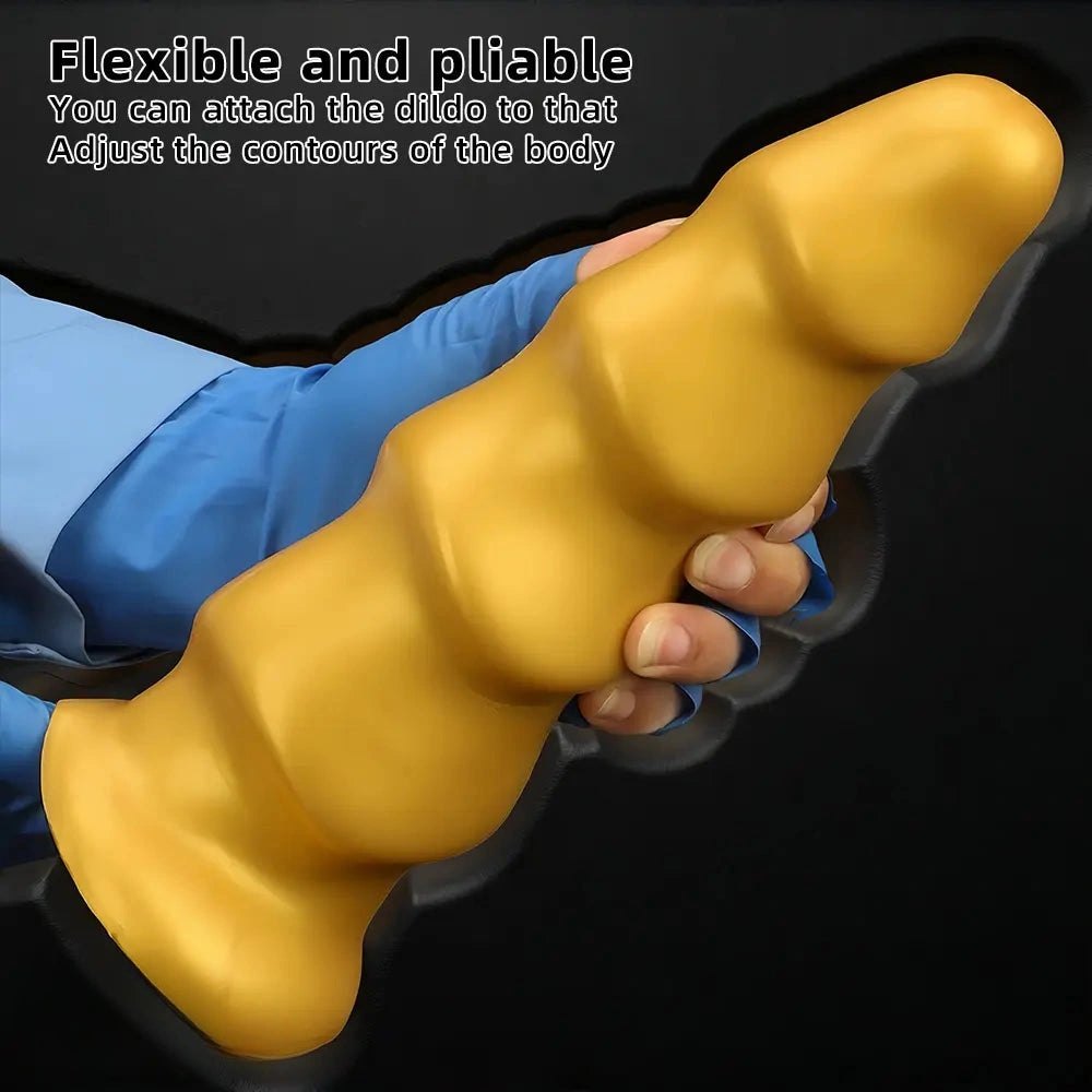 Gold Ribbed G-Spot Dildo - Curved G Spot Dildo
