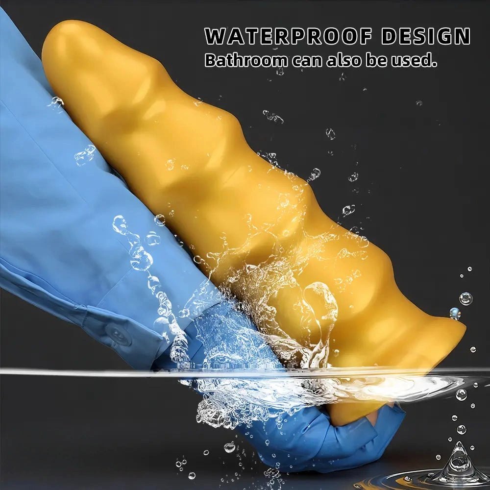 Gold Ribbed G-Spot Dildo - Curved G Spot Dildo