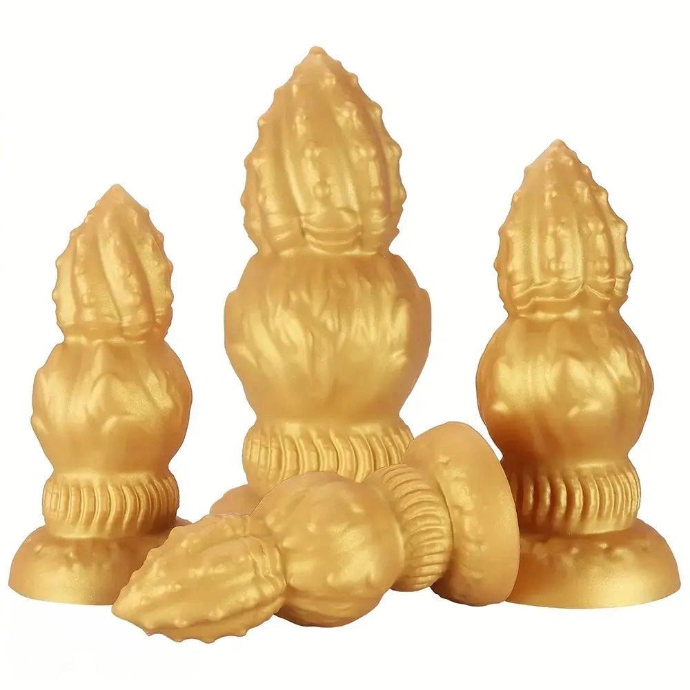 Gold Ribbed Gourd Dildo - Big Thick Silicone Dildo