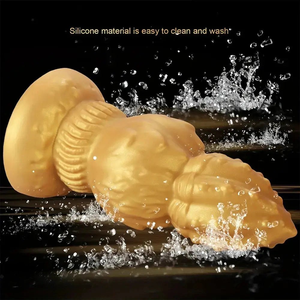 Gold Ribbed Gourd Dildo - Big Thick Silicone Dildo