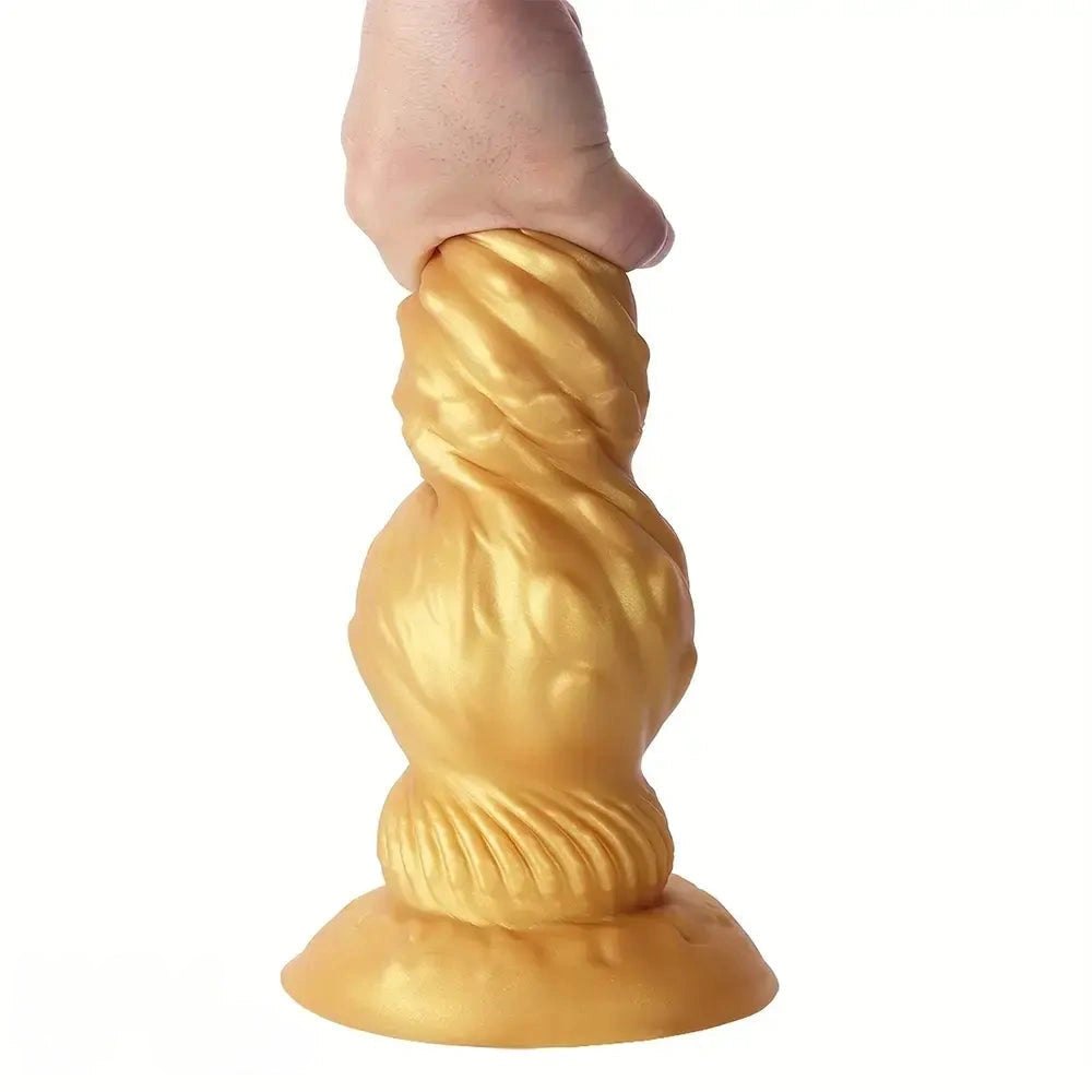Gold Ribbed Gourd Dildo - Big Thick Silicone Dildo
