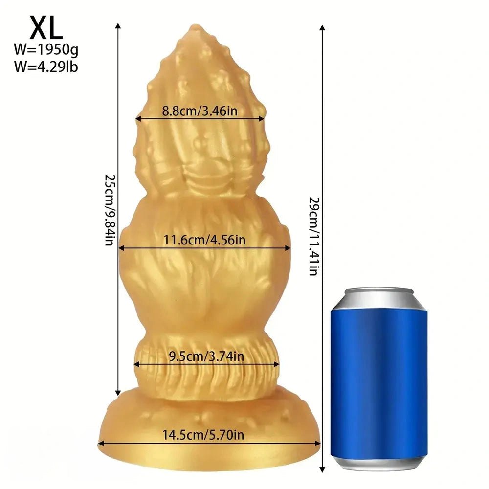 Gold Ribbed Gourd Dildo - Big Thick Silicone Dildo