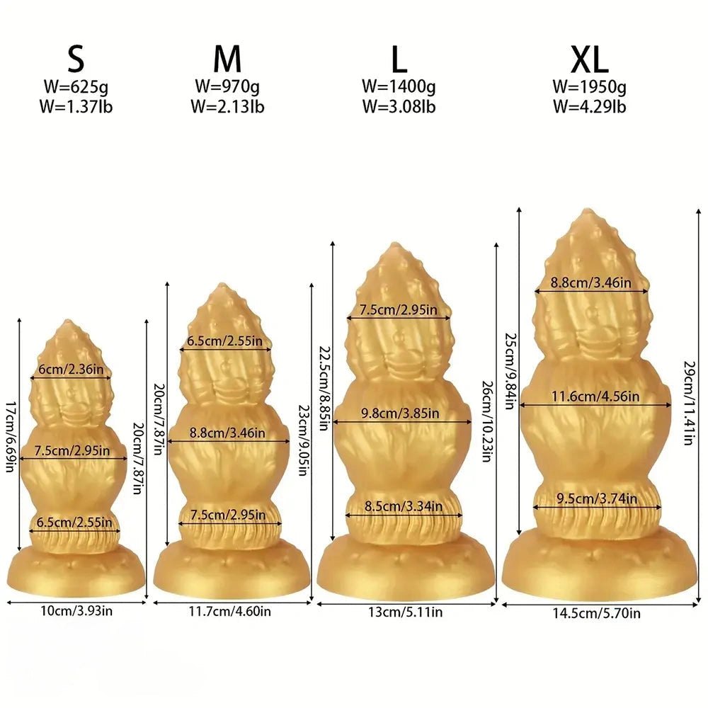 Gold Ribbed Gourd Dildo - Big Thick Silicone Dildo