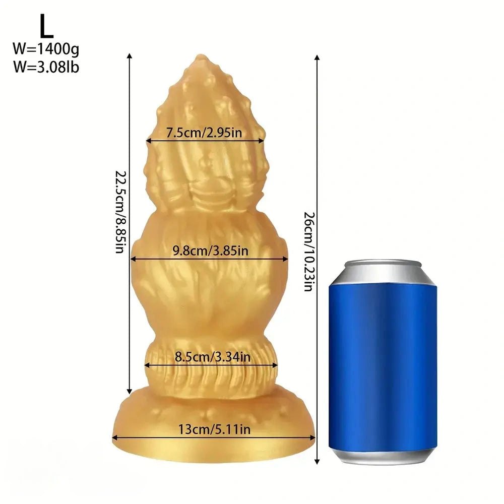 Gold Ribbed Gourd Dildo - Big Thick Silicone Dildo