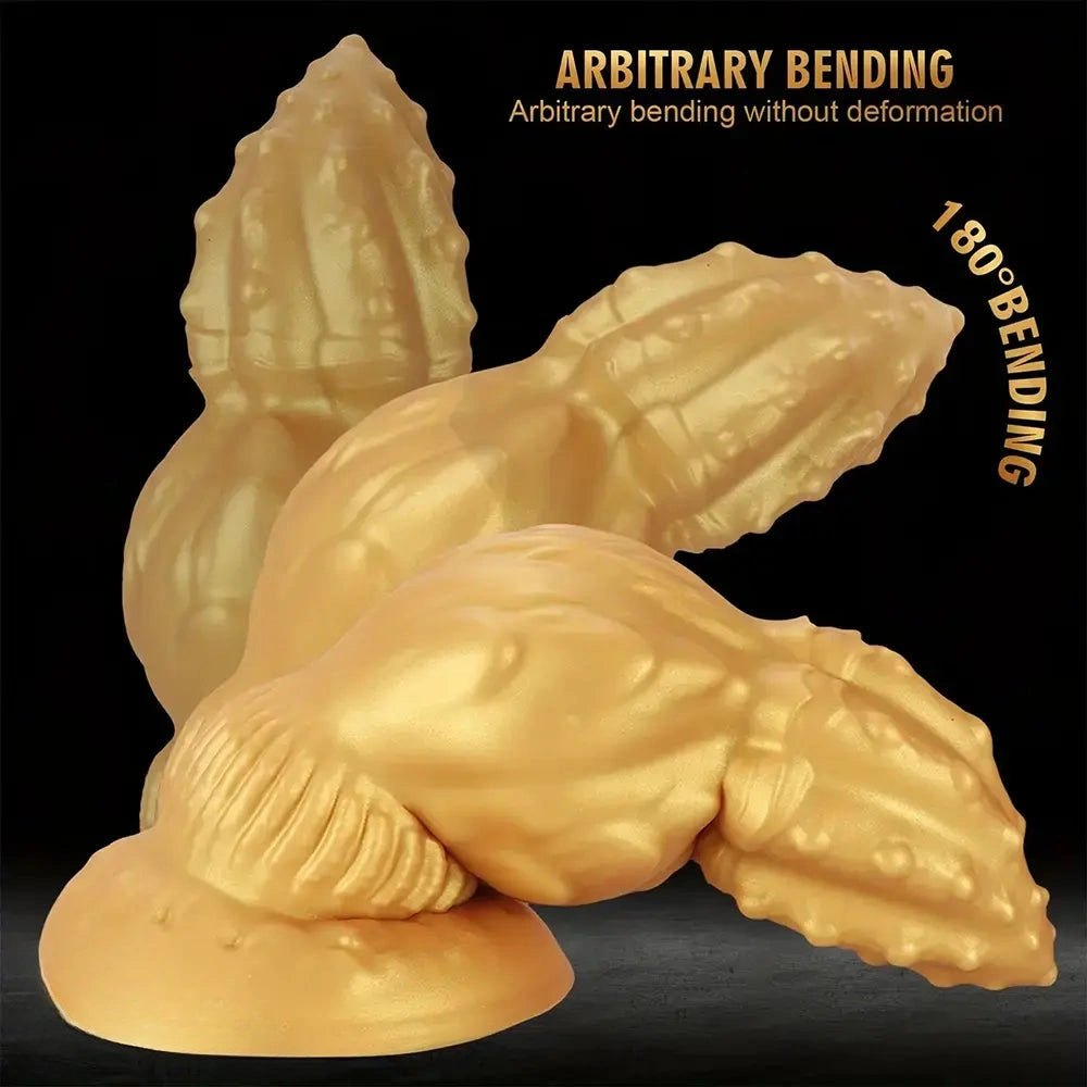 Gold Ribbed Gourd Dildo - Big Thick Silicone Dildo