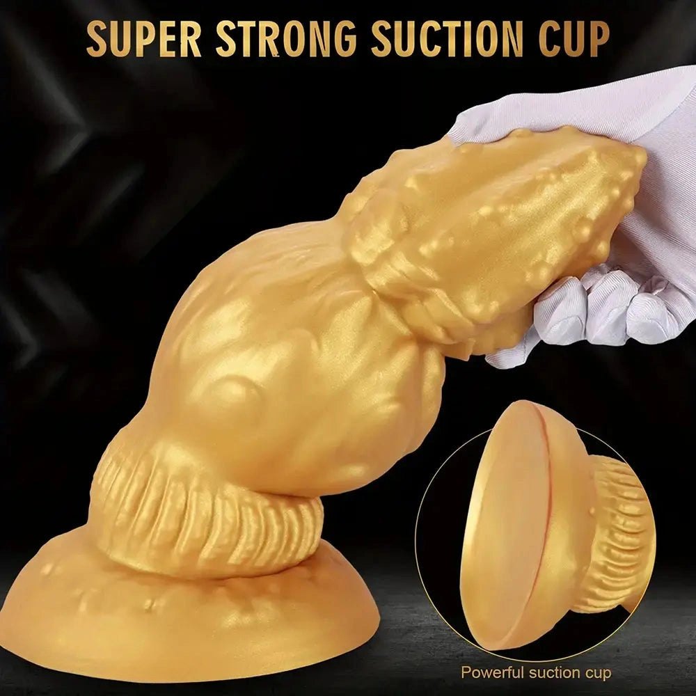 Gold Ribbed Gourd Dildo - Big Thick Silicone Dildo
