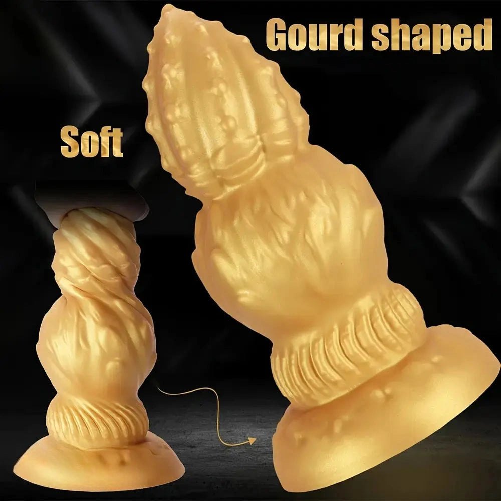 Gold Ribbed Gourd Dildo - Big Thick Silicone Dildo