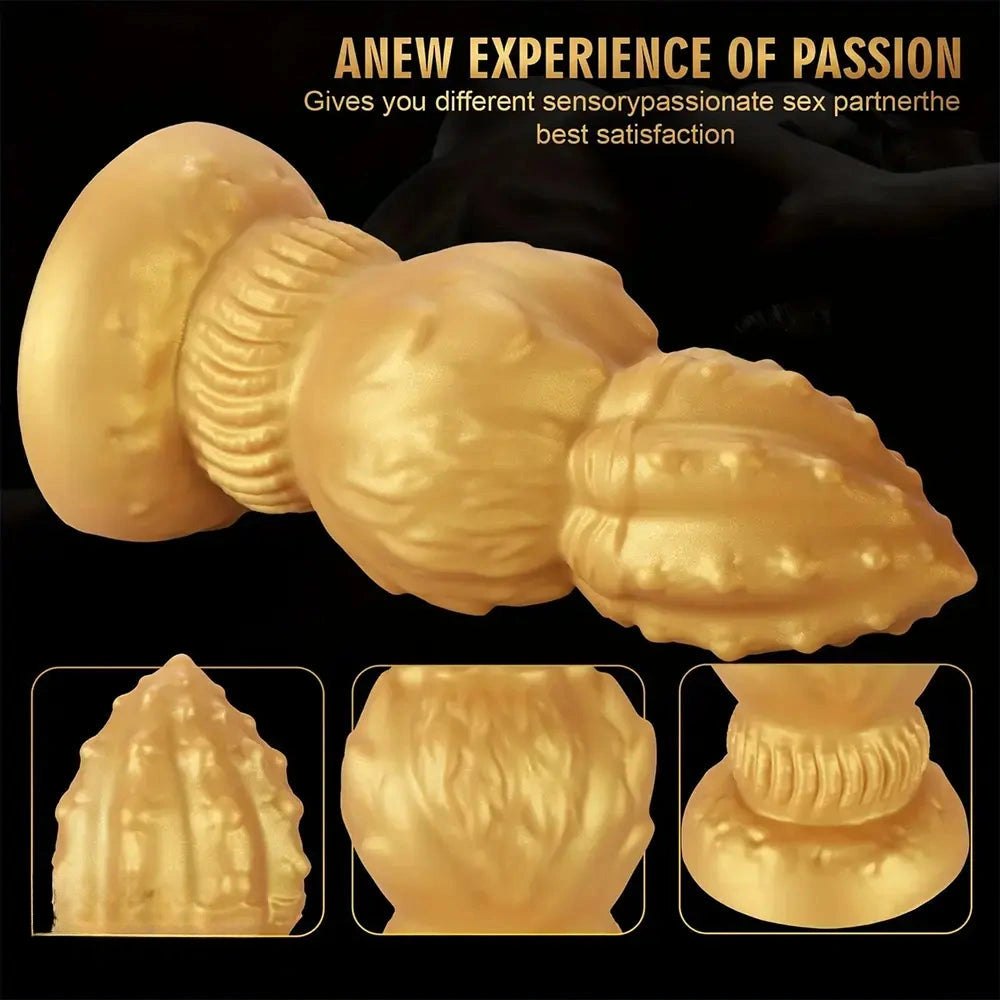 Gold Ribbed Gourd Dildo - Big Thick Silicone Dildo