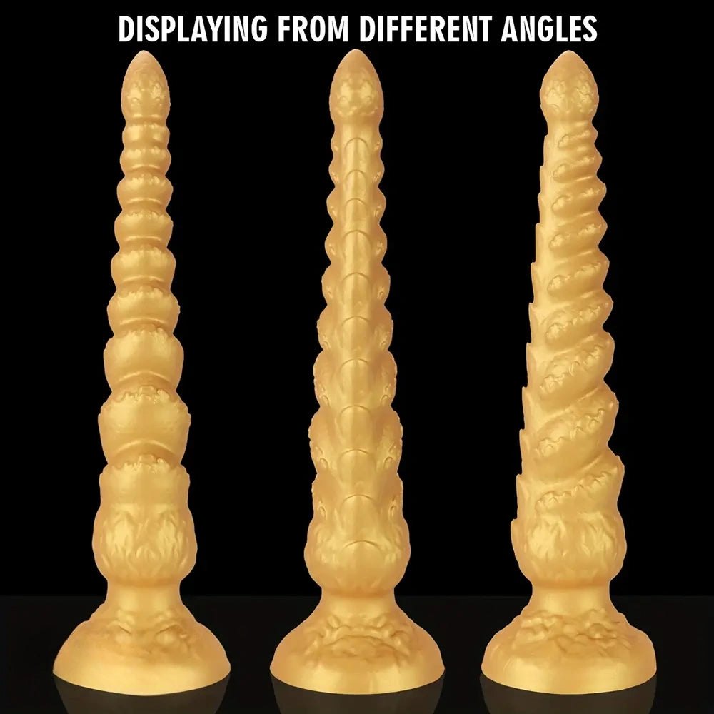 Gold Ribbed Anal Dildo - Huge Silicone Anal Dildo