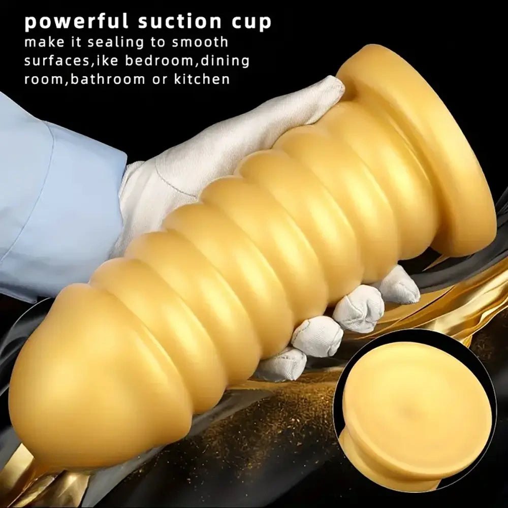Gold Ribbed Silicone Anal Probe - Ribbed Anal Sex Toy