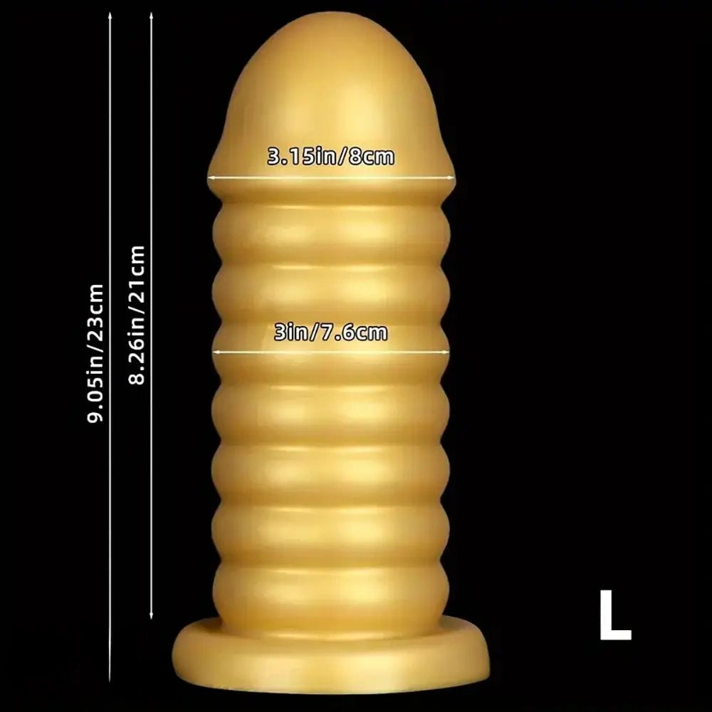 Gold Ribbed Silicone Anal Probe - Ribbed Anal Sex Toy