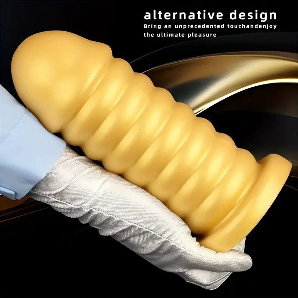 Gold Ribbed Silicone Anal Probe - Ribbed Anal Sex Toy