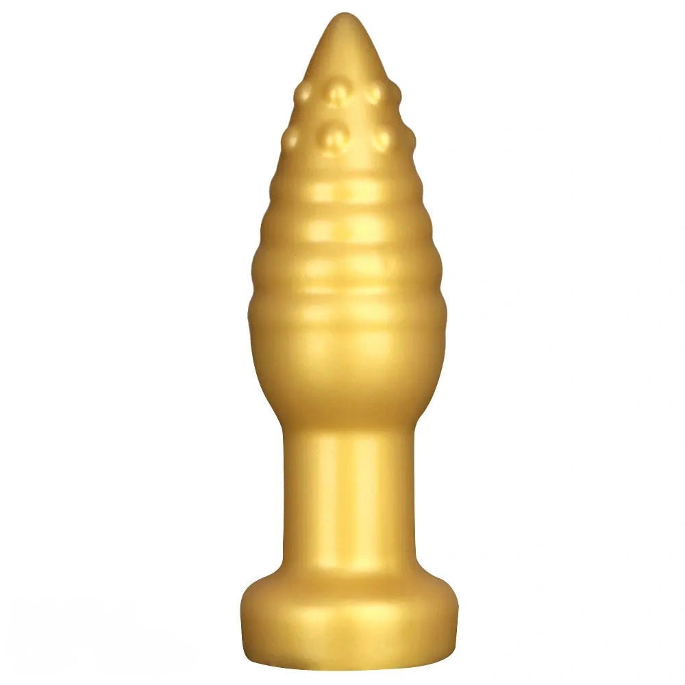 Gold Ribbed Spike Fantasy Dildo - Textured Novelty Dildo
