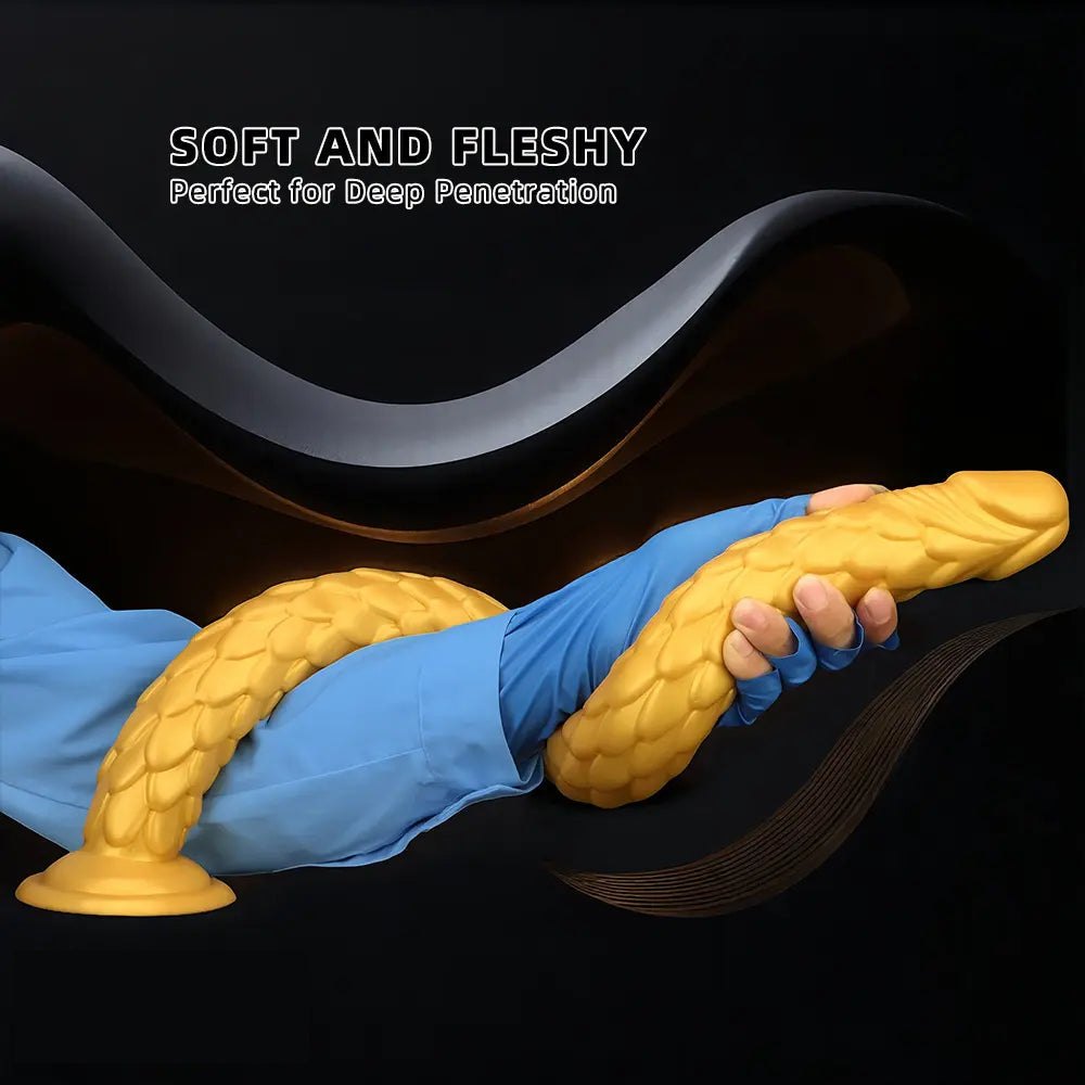 Gold Scale Fantasy Dildo - Large Thick Huge Dildo