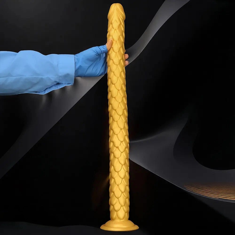 Gold Scale Fantasy Dildo - Large Thick Huge Dildo