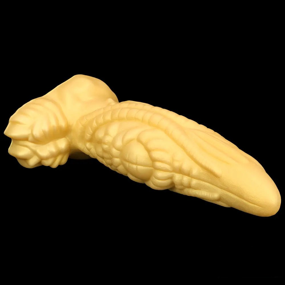 Gold Scale Fantasy Dildo 3.9in - Thick Silicone Dragon Dildo