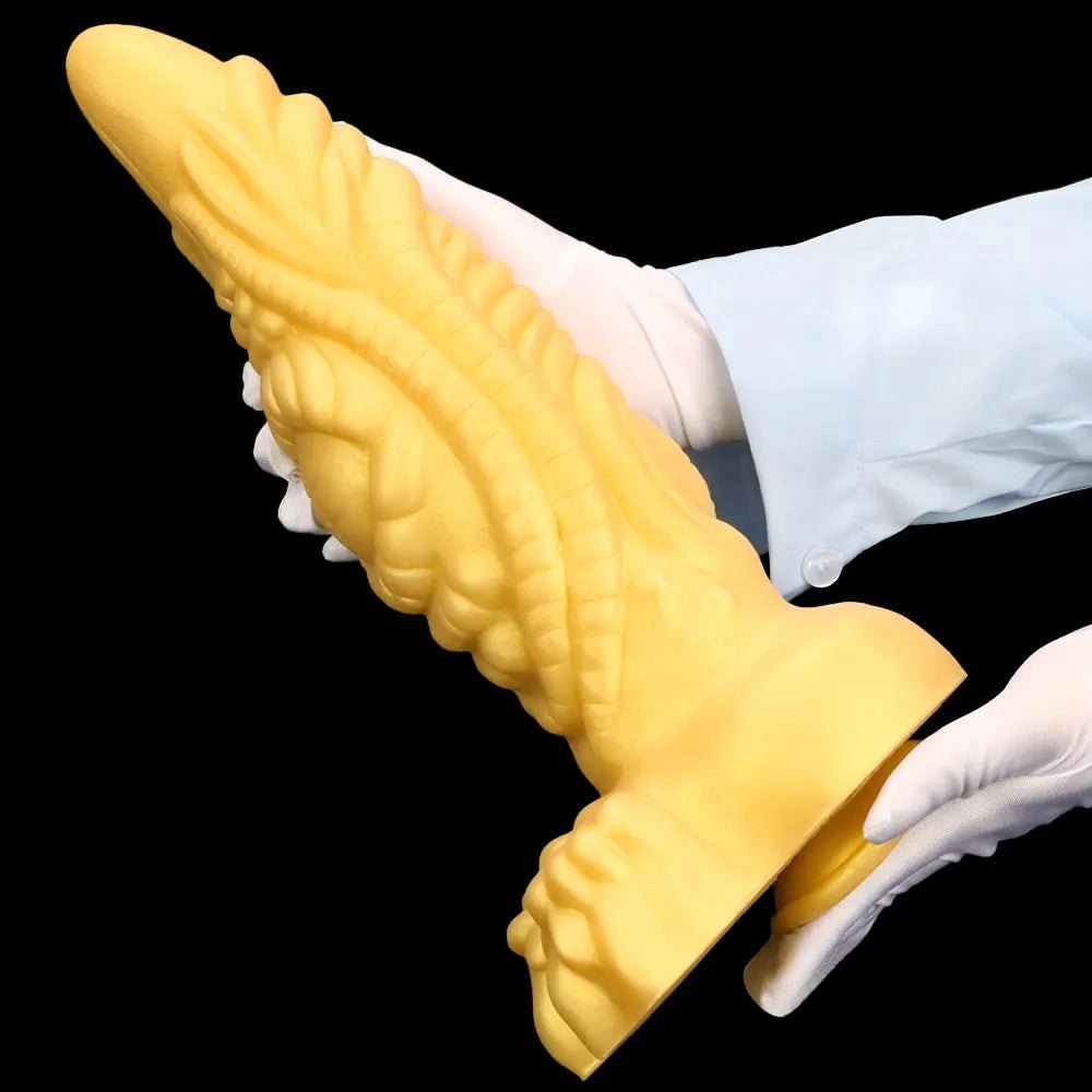 Gold Scale Fantasy Dildo 3.9in - Thick Silicone Dragon Dildo