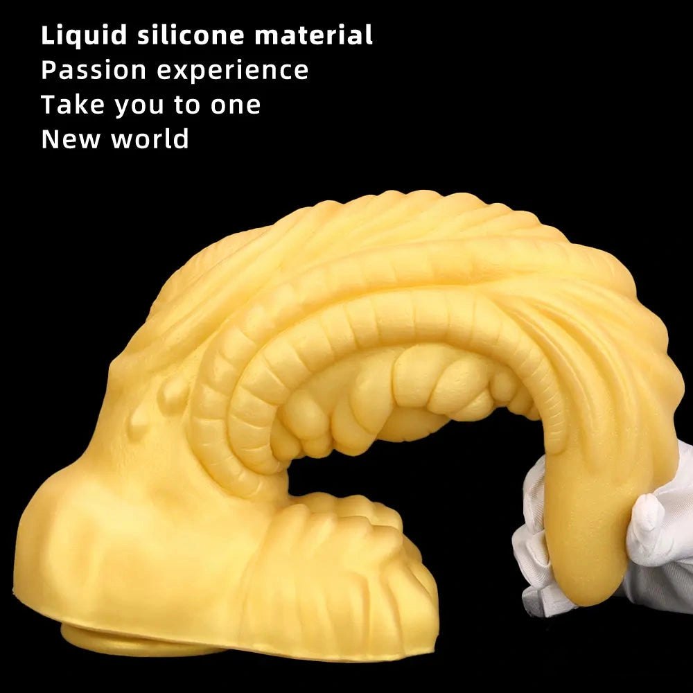 Gold Scale Fantasy Dildo 3.9in - Thick Silicone Dragon Dildo