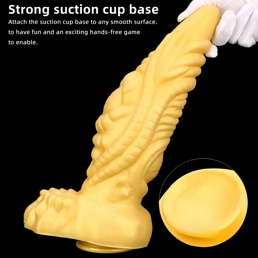 Gold Scale Fantasy Dildo 3.9in - Thick Silicone Dragon Dildo