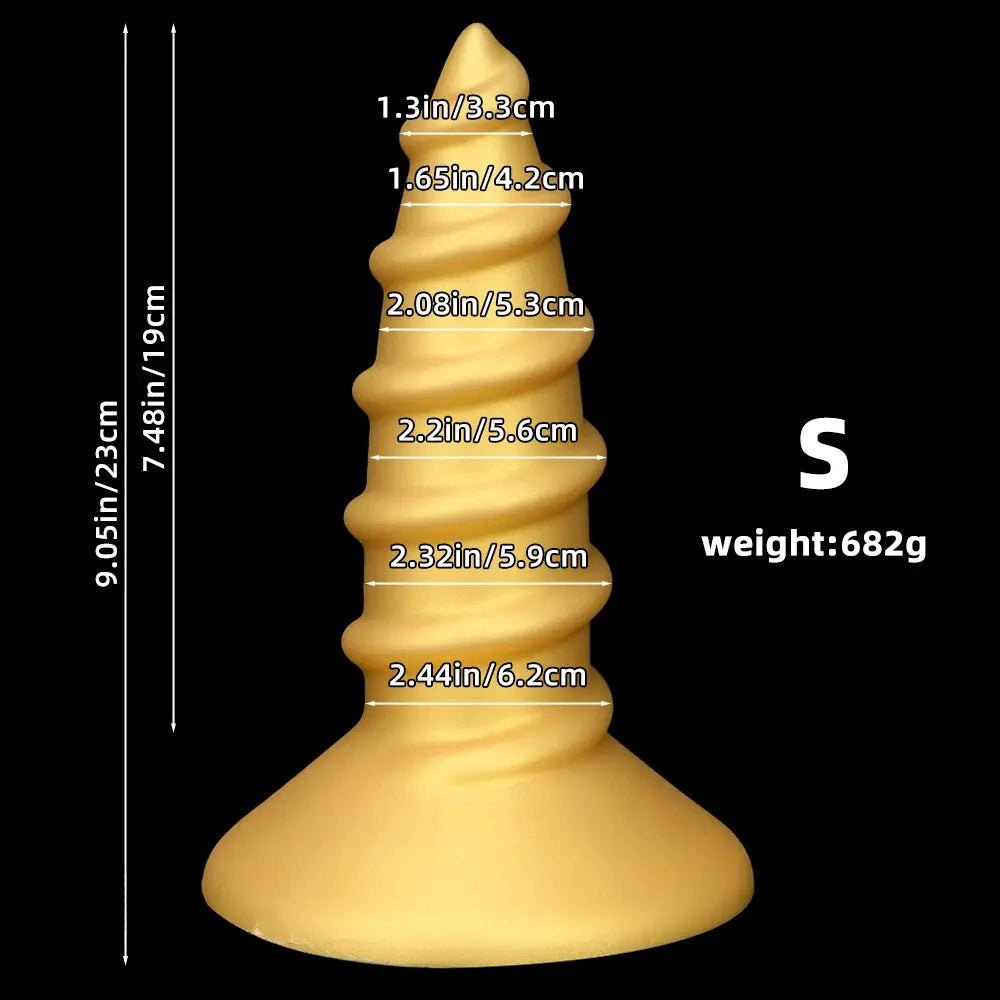 Gold Screw Anal Plug XL - Ribbed Butt Plug, S and L