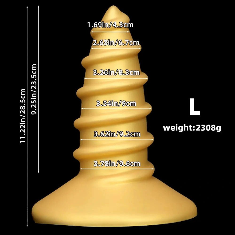 Gold Screw Anal Plug XL - Ribbed Butt Plug, S and L