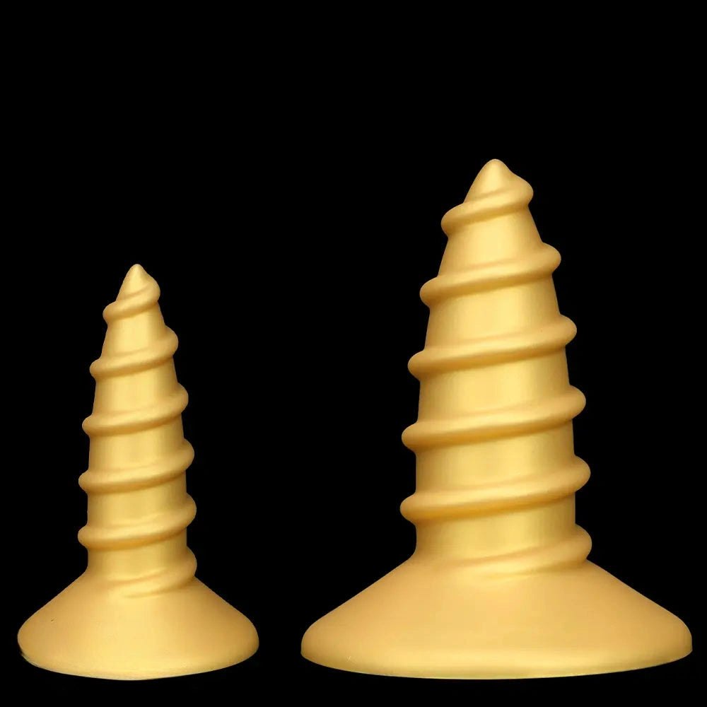 Gold Screw Anal Plug XL - Ribbed Butt Plug, S and L