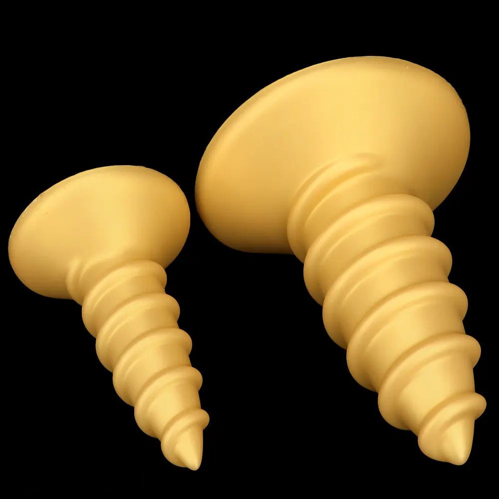 Gold Screw Anal Plug XL - Ribbed Butt Plug, S and L