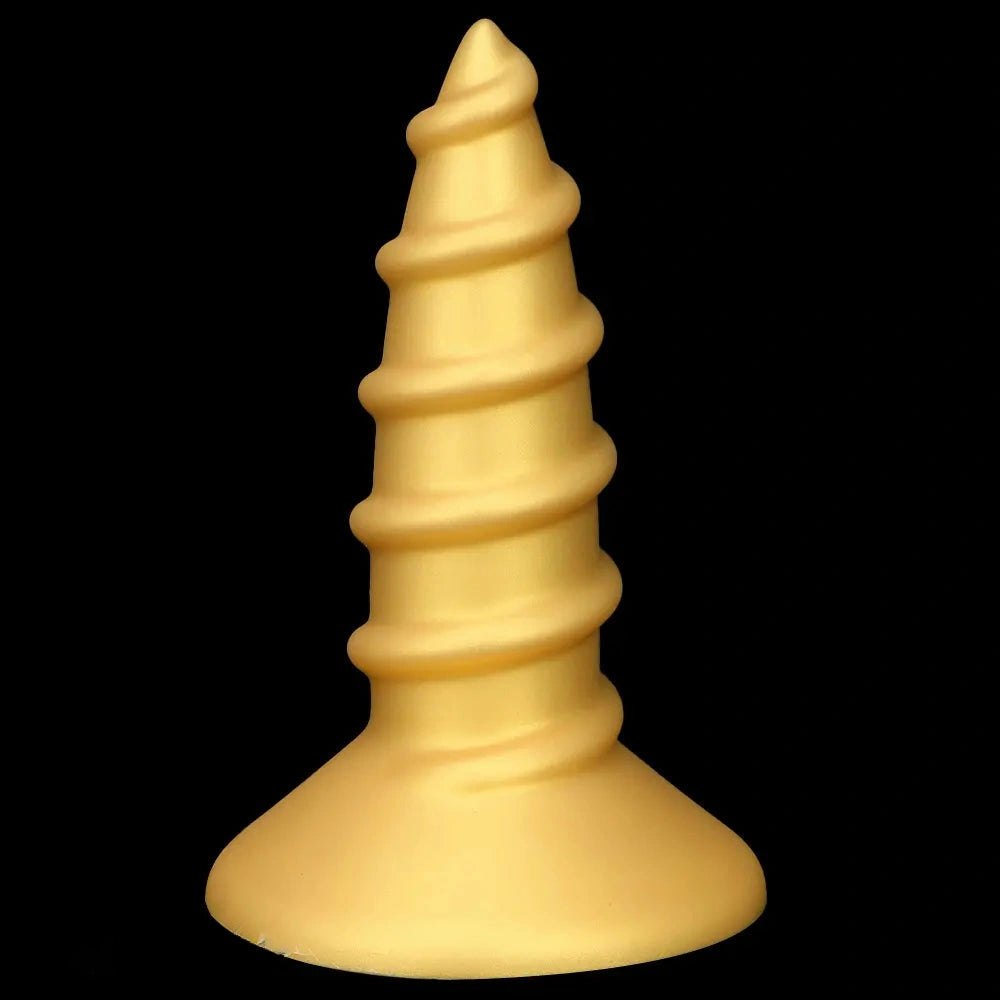 Gold Screw Anal Plug XL - Ribbed Butt Plug, S and L