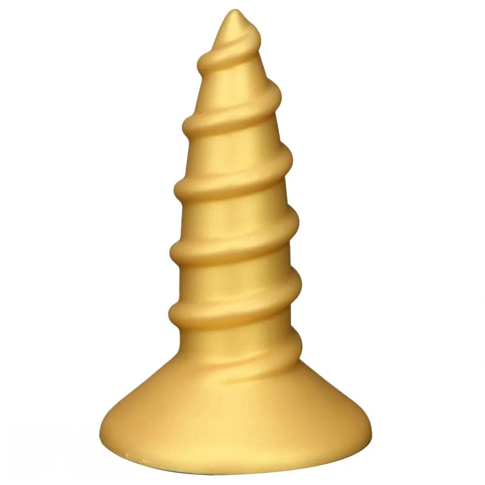 Gold Screw Anal Plug XL - Ribbed Butt Plug, S and L