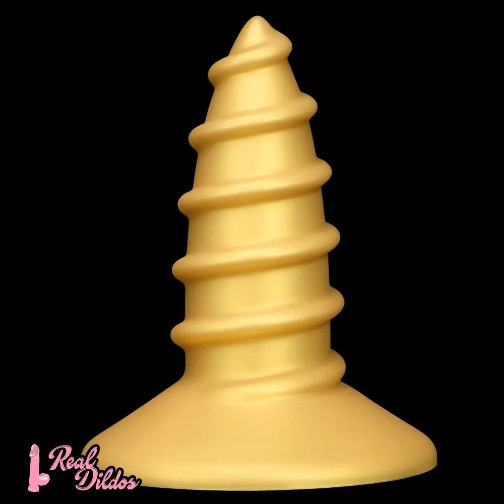 Gold Screw Anal Plug XL - Ribbed Butt Plug, S and L