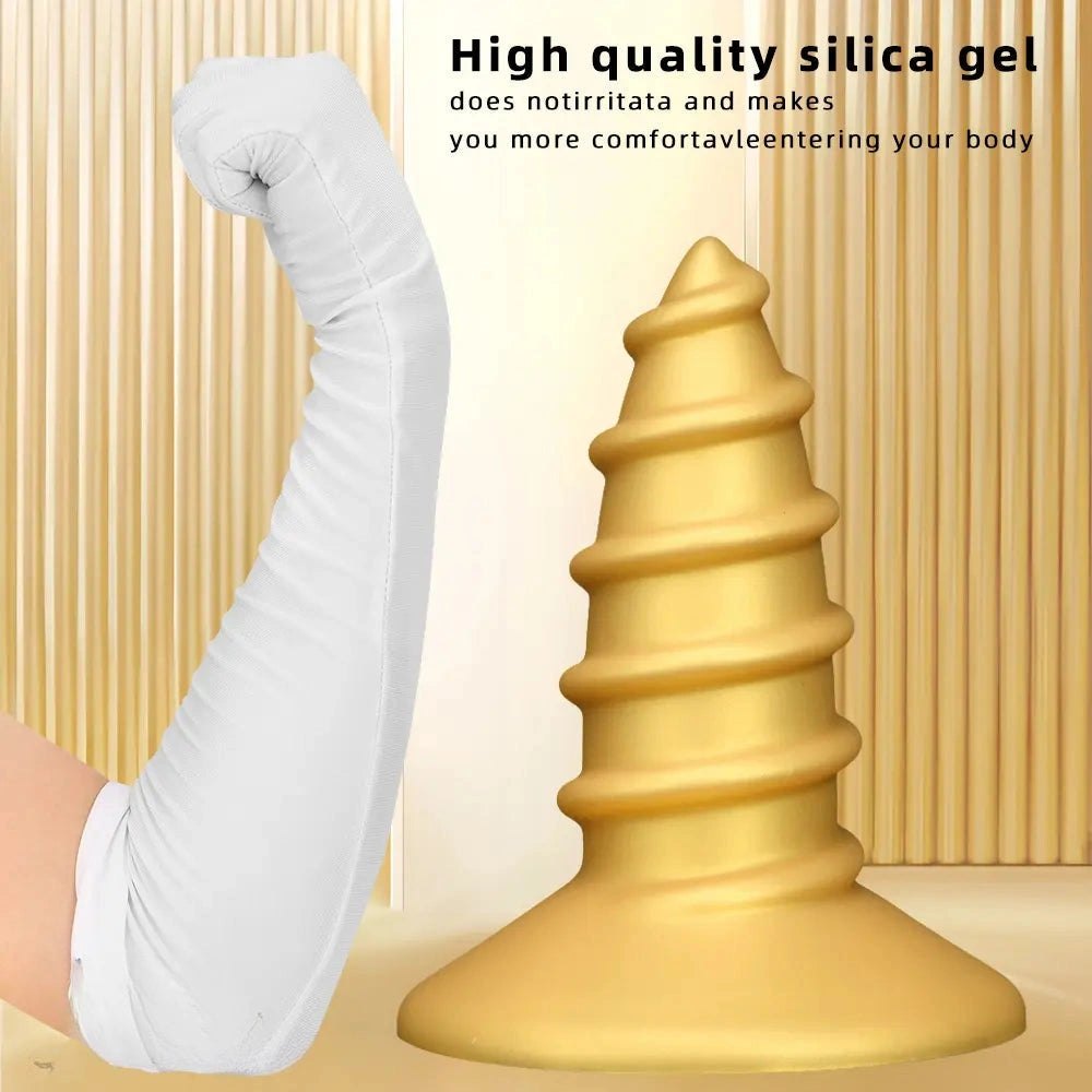 Gold Screw Anal Plug XL - Ribbed Butt Plug, S and L