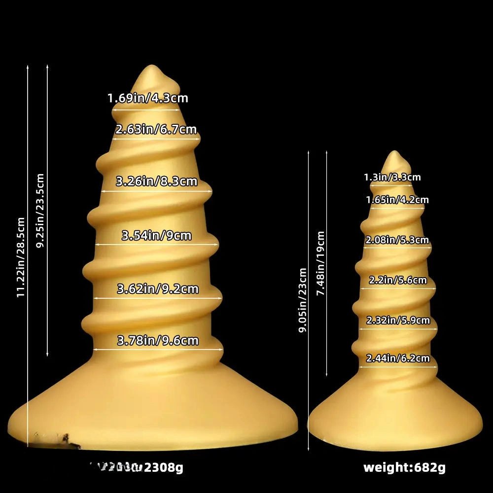 Gold Screw Anal Plug XL - Ribbed Butt Plug, S and L